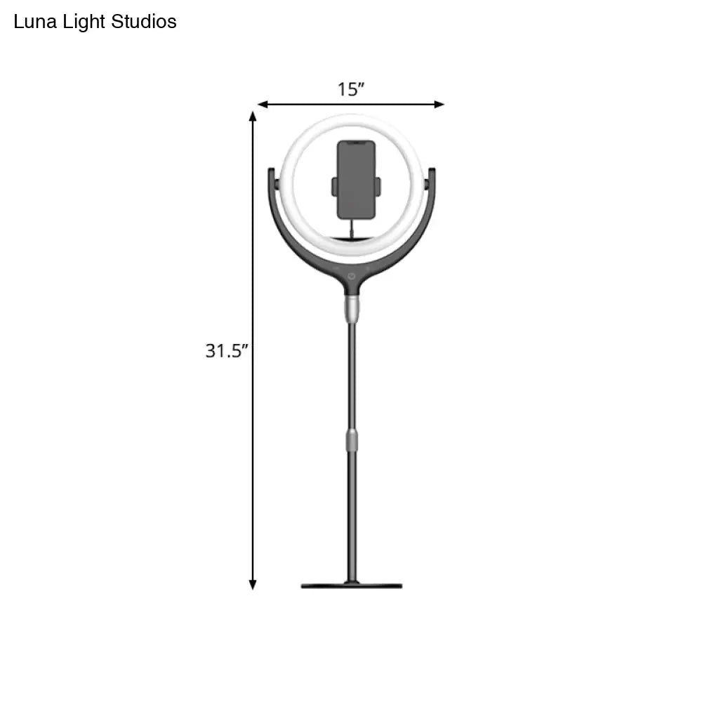 Led Mirror Lamp With Rotatable Ring Usb Live Fill And Metallic Shade - Modern Black/White Design