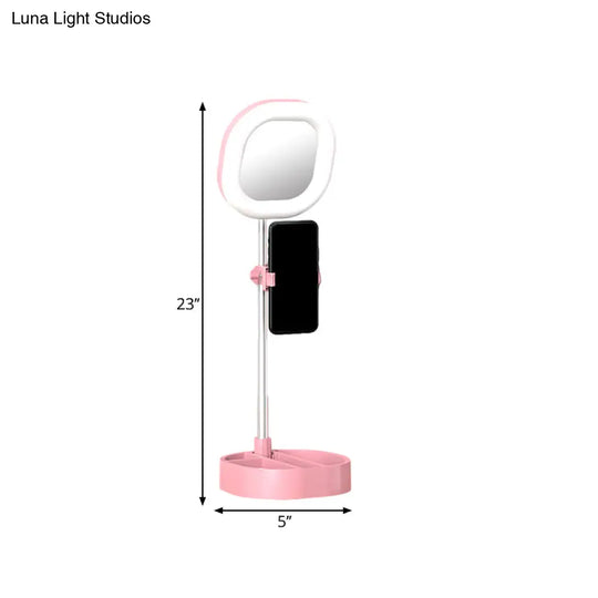 Led Mirror Light - Metallic Black/Pink/Blue Finish Simple Style Usb Port Fill-In Lighting