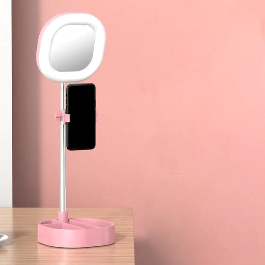 Led Mirror Light - Metallic Black/Pink/Blue Finish Simple Style Usb Port Fill-In Lighting Pink /