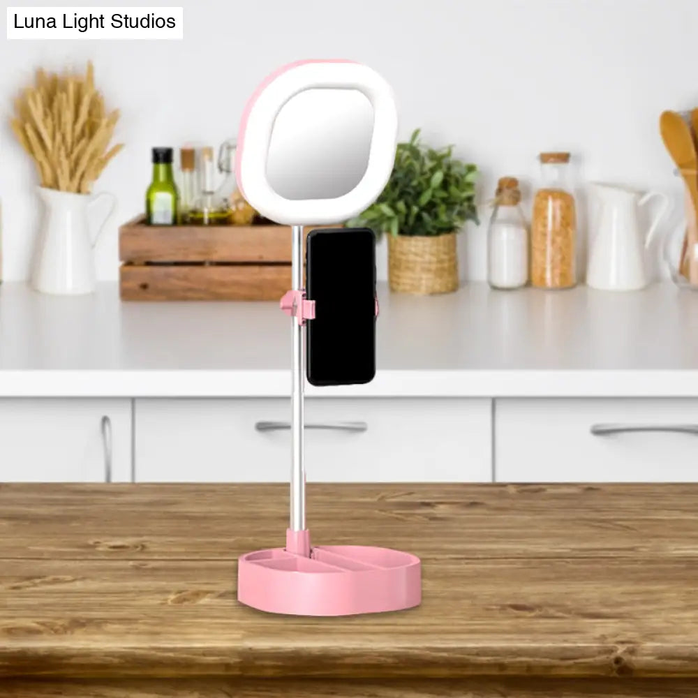 Led Mirror Light - Metallic Black/Pink/Blue Finish Simple Style Usb Port Fill-In Lighting