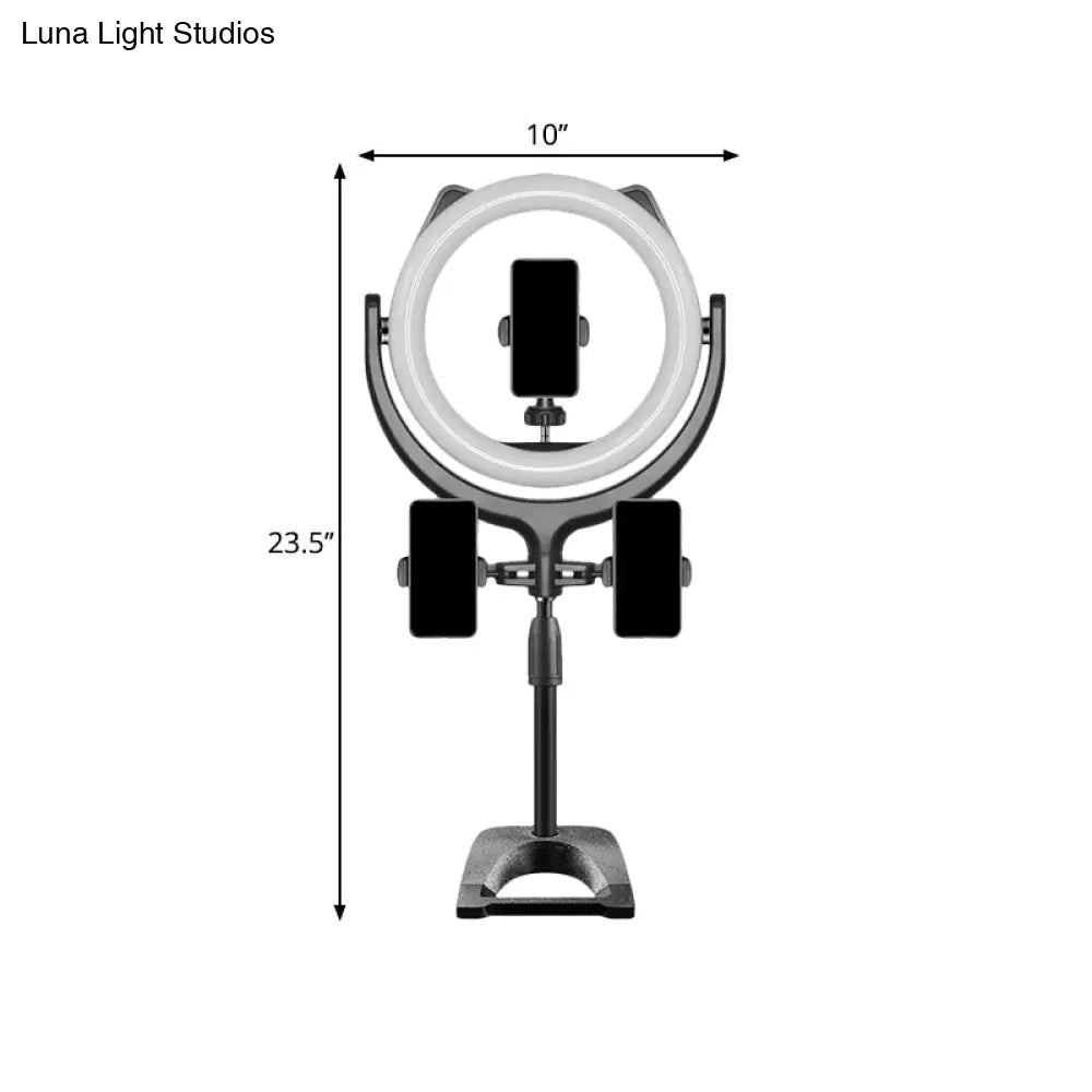 Led Mirror Light With Minimalistic Black Finish Cats Ear Design And Usb Fill Lamp - Metallic Shade