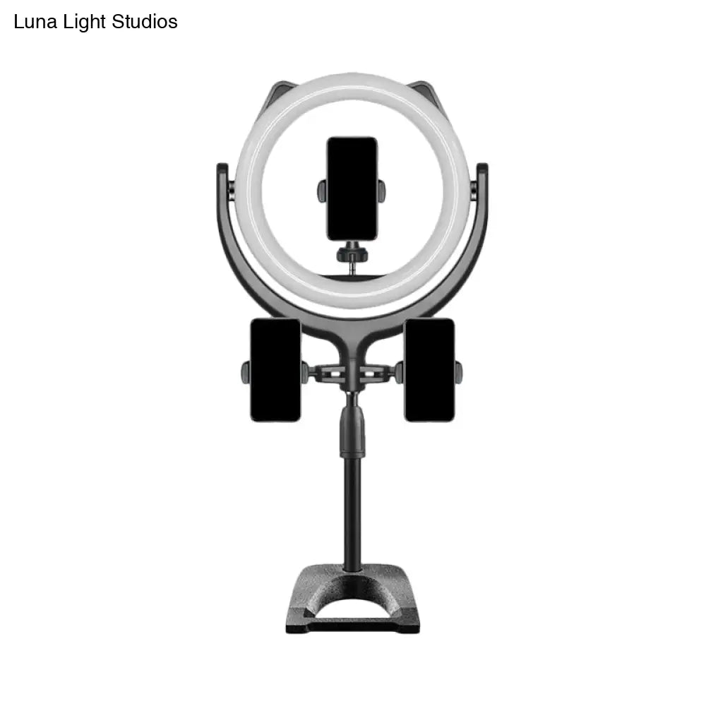 Led Mirror Light With Minimalistic Black Finish Cats Ear Design And Usb Fill Lamp - Metallic Shade