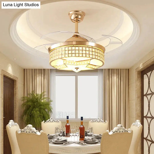 Led Modern Alloy Crystal Acrylic Ceiling Fan.led Lamp.led Light.ceiling Lights.led Lamp For Foyer