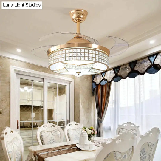 Led Modern Alloy Crystal Acrylic Ceiling Fan.led Lamp.led Light.ceiling Lights.led Lamp For Foyer