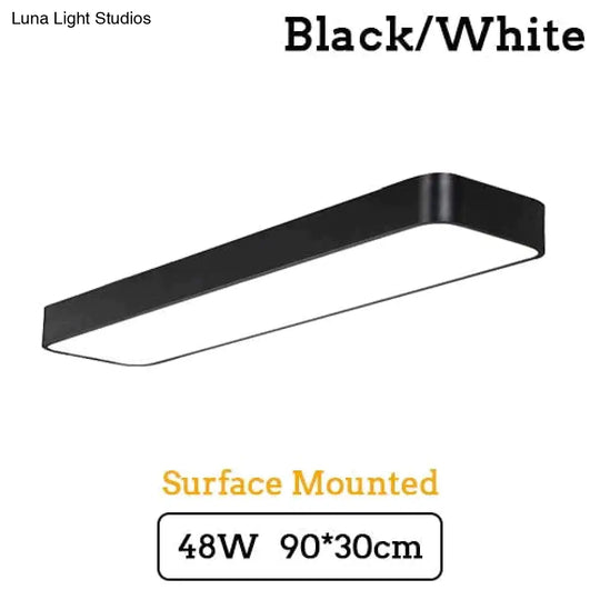 Led Modern Ceiling Light Lam Surface Mount Flush Panel Rectangle Lighting White Body / 90X30Cm 48W