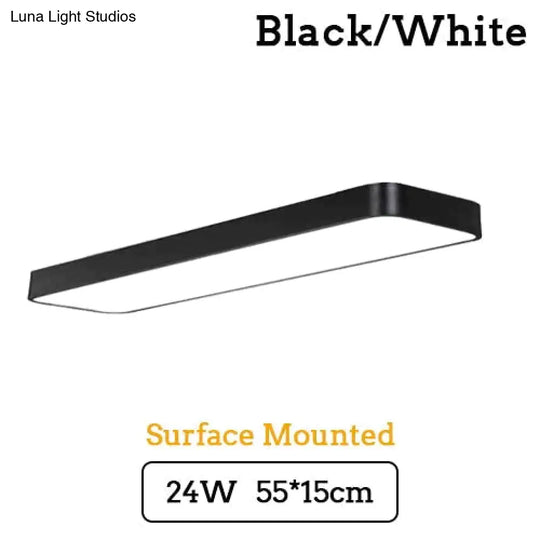 Led Modern Ceiling Light Lam Surface Mount Flush Panel Rectangle Lighting White Body / 55X15Cm 24W