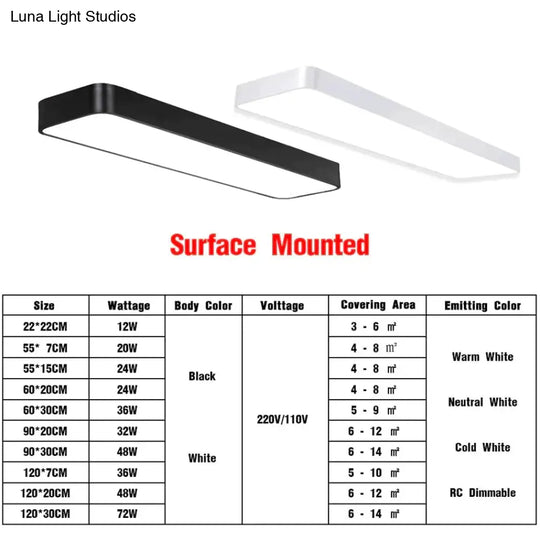 Led Modern Ceiling Light Lam Surface Mount Flush Panel Rectangle Lighting