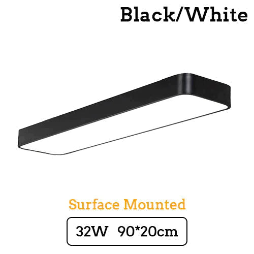 Led Modern Ceiling Light Lam Surface Mount Flush Panel Rectangle Lighting White Body / 90X20Cm 32W