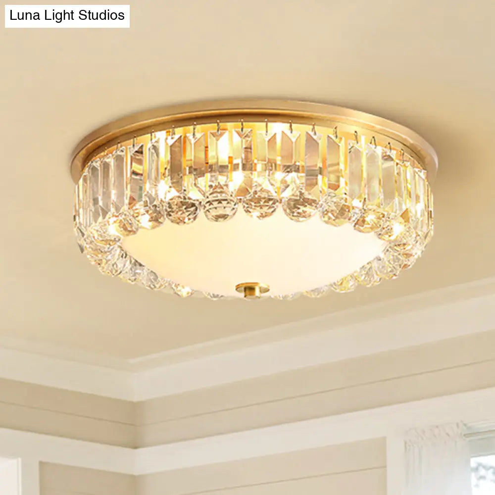 Led Modern Crystal Flush Mount Ceiling Light In Gold Ideal For Bedroom