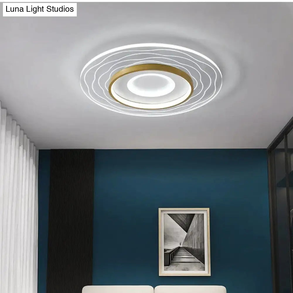 Led Modern Simple Circular Square Bedroom Dining Room Ceiling Lamp Round / Large White Light