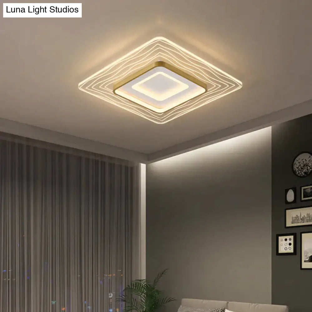 Led Modern Simple Circular Square Bedroom Dining Room Ceiling Lamp / Small Tri-Color Light