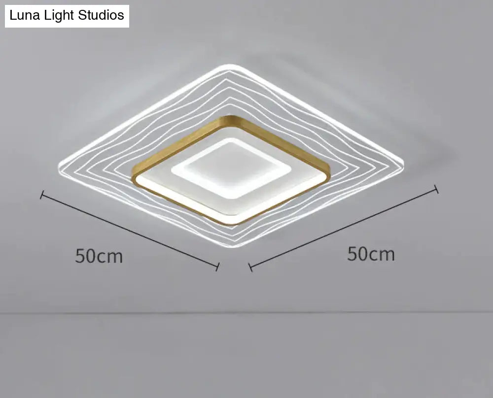 Led Modern Simple Circular Square Bedroom Dining Room Ceiling Lamp / Large White Light