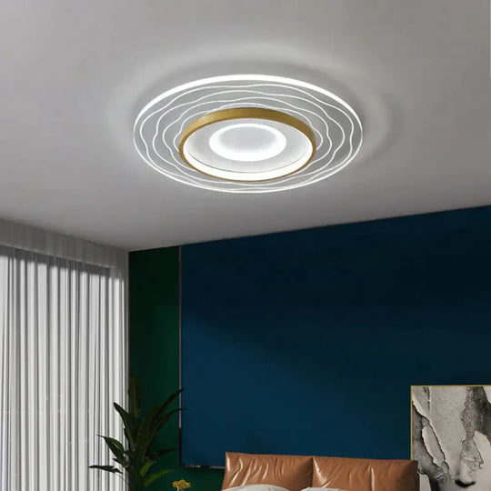 Led Modern Simple Circular Square Bedroom Dining Room Ceiling Lamp Round / Small White Light
