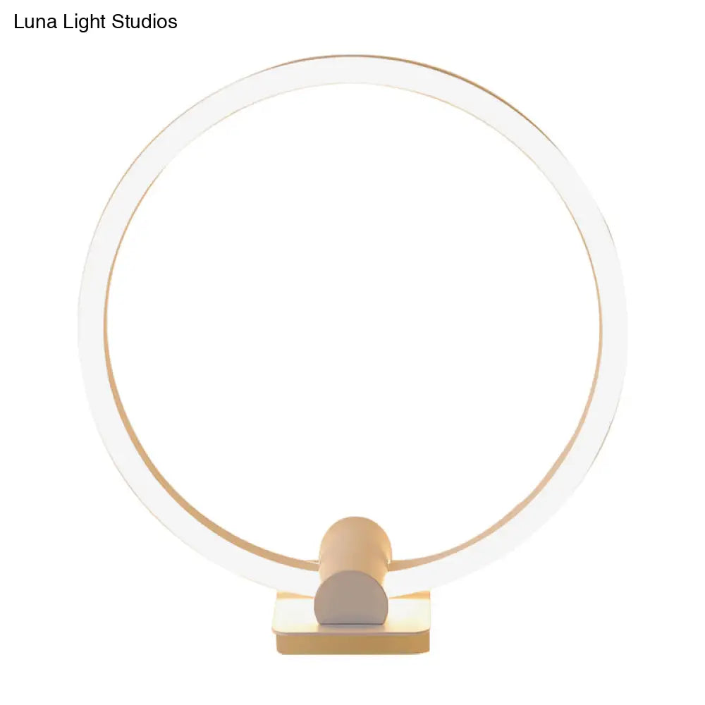 Led Modern White Desk Lamp With Circular Acrylic Shade In Warm/White Light For Living Room