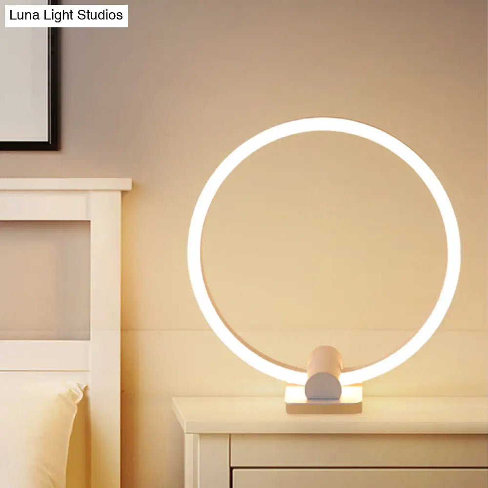 Led Modern White Desk Lamp With Circular Acrylic Shade In Warm/White Light For Living Room