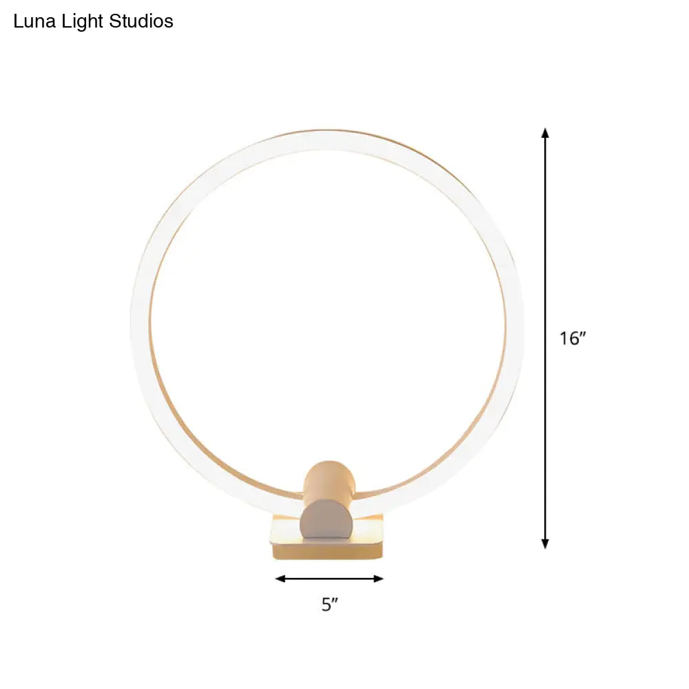 Led Modern White Desk Lamp With Circular Acrylic Shade In Warm/White Light For Living Room