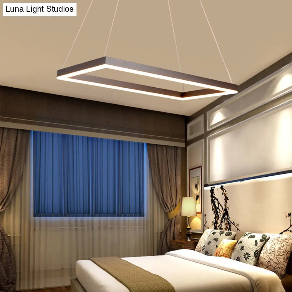 Led Multi-Layer Acrylic Bedroom Chandelier - Minimalist Suspension Pendant In Coffee With