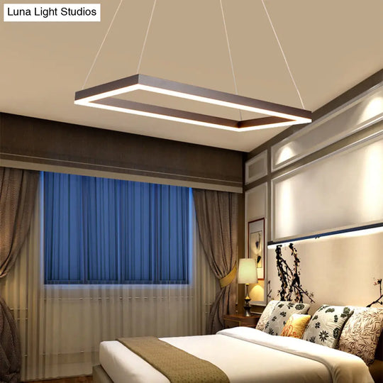 Led Multi-Layer Acrylic Bedroom Chandelier - Minimalist Suspension Pendant In Coffee With