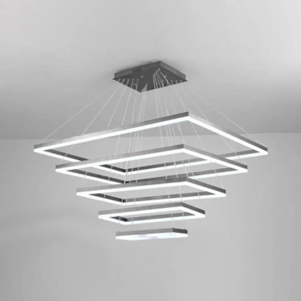 Led Multi-Layer Acrylic Bedroom Chandelier - Minimalist Suspension Pendant In Coffee With