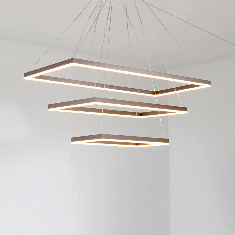 Led Multi-Layer Acrylic Bedroom Chandelier - Minimalist Suspension Pendant In Coffee With