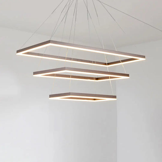 Led Multi-Layer Acrylic Bedroom Chandelier - Minimalist Suspension Pendant In Coffee With