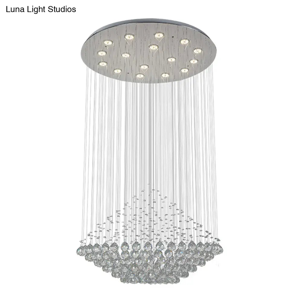 Led Multi Pendant Crystal Orb Hall Ceiling Light – Stylish Chrome Diamond Shaped Design