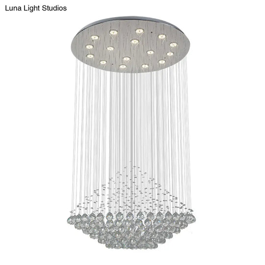 Led Multi Pendant Crystal Orb Hall Ceiling Light – Stylish Chrome Diamond Shaped Design