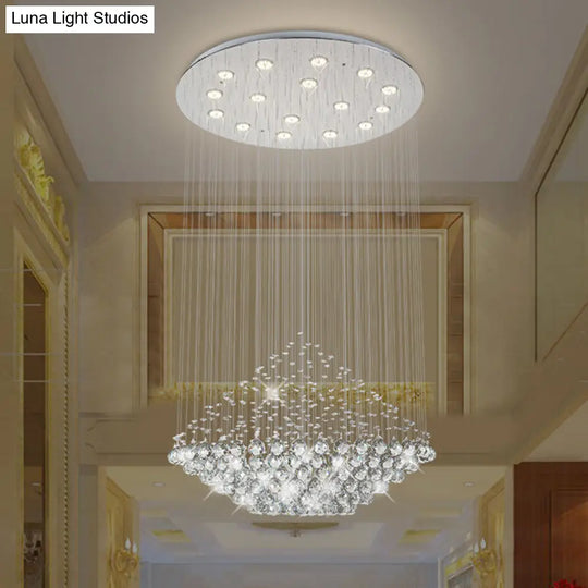 Led Multi Pendant Crystal Orb Hall Ceiling Light – Stylish Chrome Diamond Shaped Design