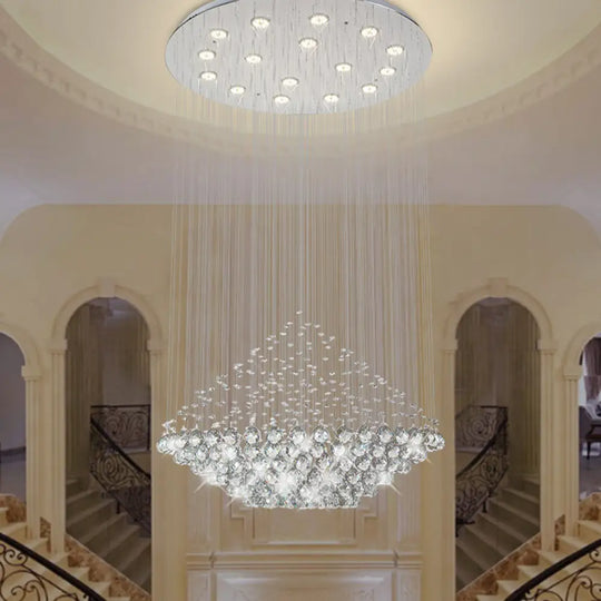 Led Multi Pendant Crystal Orb Hall Ceiling Light – Stylish Chrome Diamond Shaped Design