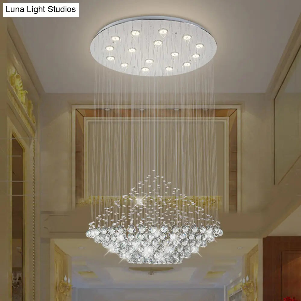 Led Multi Pendant Chrome Crystal Orb Light - Modern Stylish Diamond Shaped Ceiling Hanging Fixture