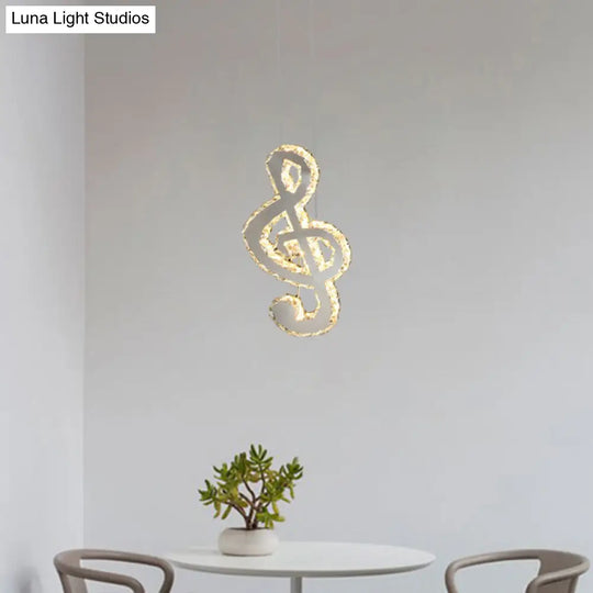 Musical Note Led Pendant Light - Stylish Stainless Steel Crystal Mini Lamp