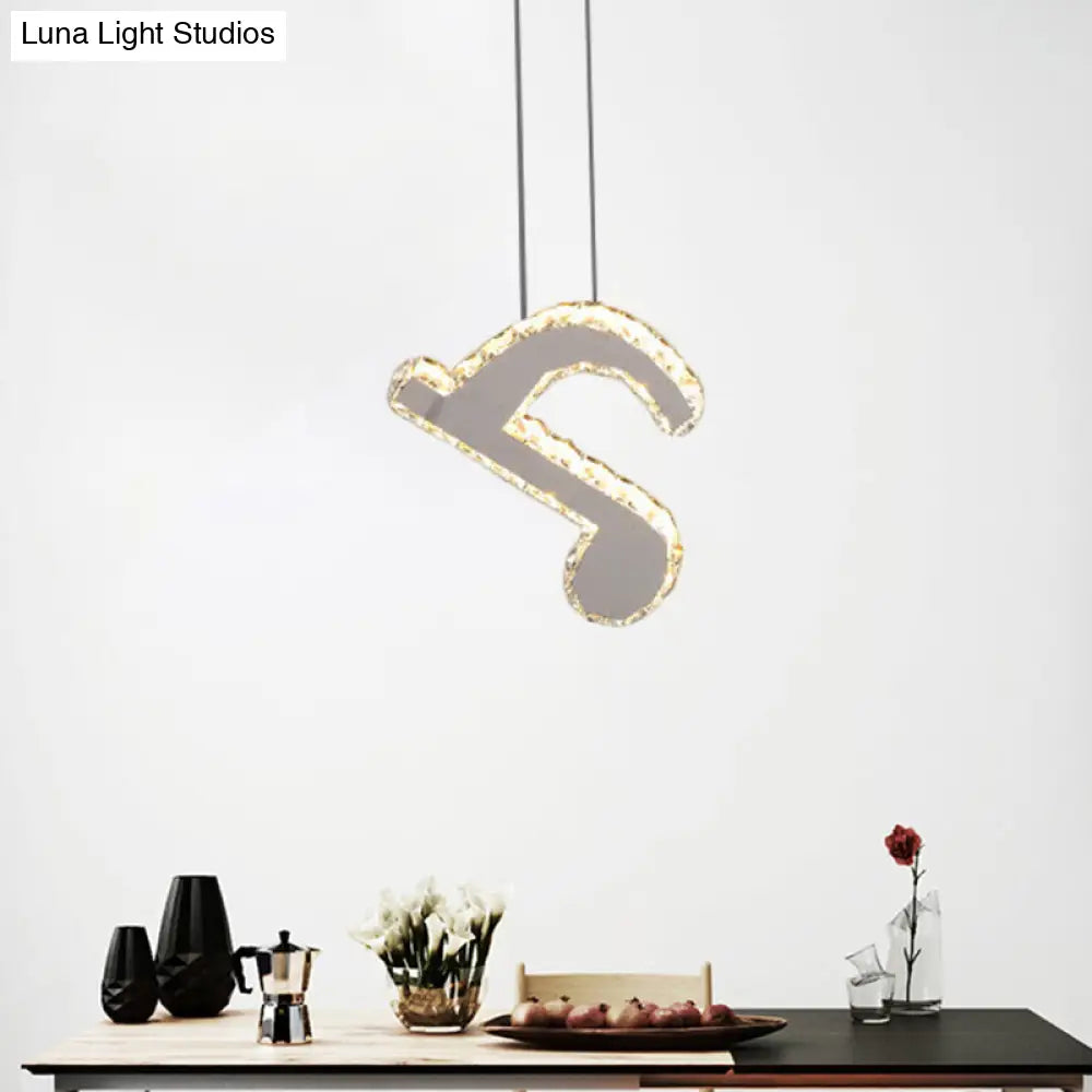 Musical Note Led Pendant Light - Stylish Stainless Steel Crystal Mini Lamp Stainless-Steel / C