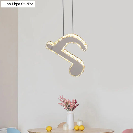 Musical Note Led Pendant Light - Stylish Stainless Steel Crystal Mini Lamp