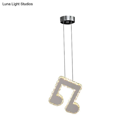 Musical Note Led Pendant Light - Stylish Stainless Steel Crystal Mini Lamp