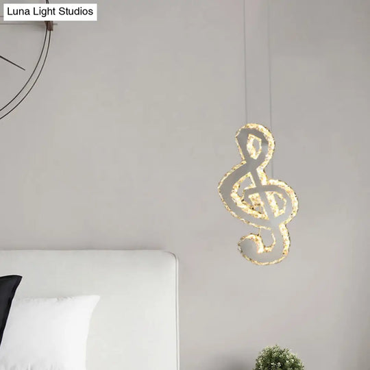 Musical Note Led Pendant Light - Stylish Stainless Steel Crystal Mini Lamp Stainless-Steel / A