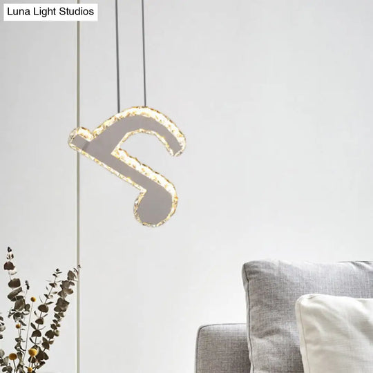 Musical Note Led Pendant Light - Stylish Stainless Steel Crystal Mini Lamp