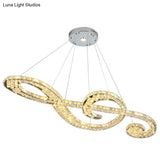 Led Musical Note Chandelier - Modern Crystal Suspension Light For Restaurants
