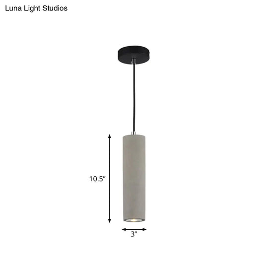 Led Nordic Ceiling Lamp - White/Yellow Light Cement Tubular Bedside Down Lighting Pendant