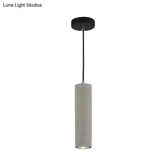 Led Nordic Ceiling Lamp - White/Yellow Light Cement Tubular Bedside Down Lighting Pendant