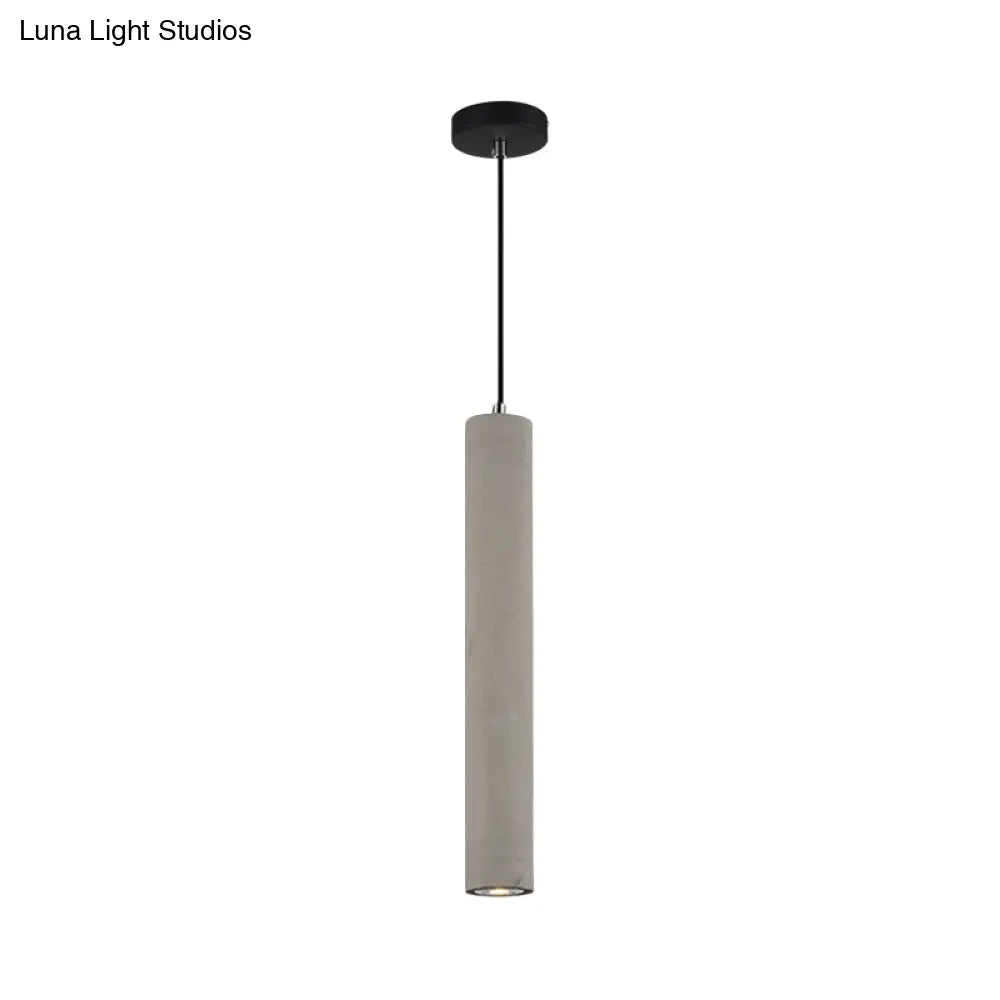 Led Nordic Ceiling Lamp - White/Yellow Light Cement Tubular Bedside Down Lighting Pendant