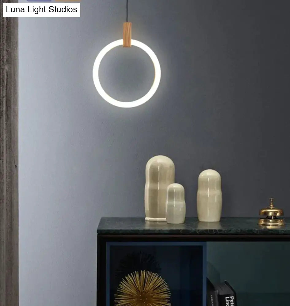 Led Nordic Wooden Iron Acryl Rings Diy Lamp Light.pendant Lights.pendant Lamp.pendant Light For