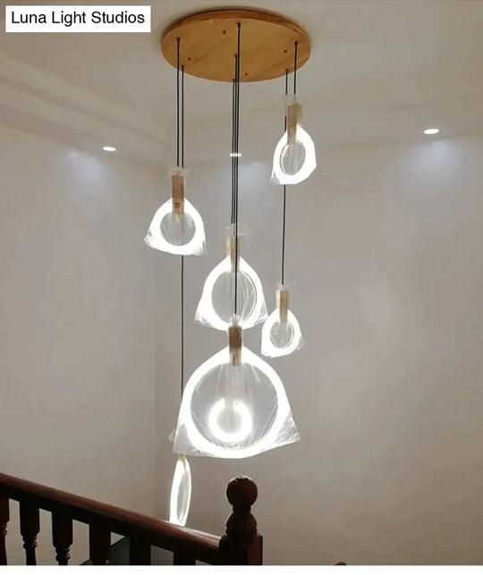 Led Nordic Wooden Iron Acryl Rings Diy Lamp Light.pendant Lights.pendant Lamp.pendant Light For