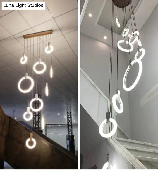 Led Nordic Wooden Iron Acryl Rings Diy Lamp Light.pendant Lights.pendant Lamp.pendant Light For