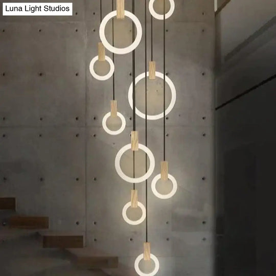 Led Nordic Wooden Iron Acryl Rings Diy Lamp Light.pendant Lights.pendant Lamp.pendant Light For