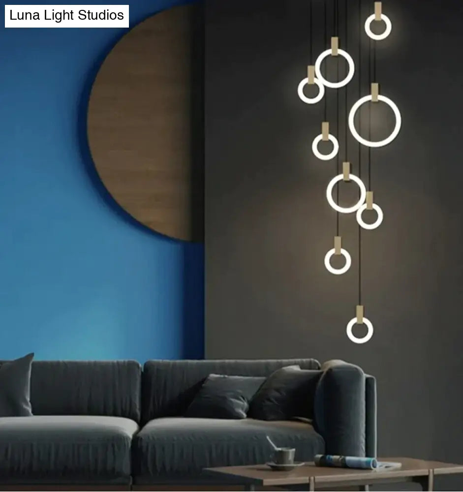 Led Nordic Wooden Iron Acryl Rings Diy Lamp Light.pendant Lights.pendant Lamp.pendant Light For