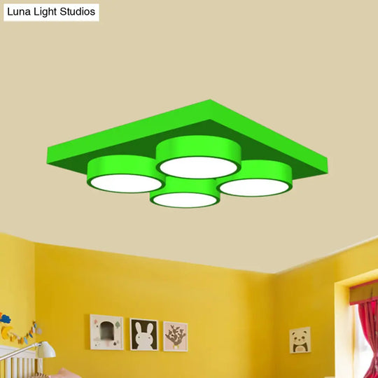 Led Nursery Ceiling Lamp - Kids Building Block Flush Mount Fixture Metal 16’/19.5’/23.5’