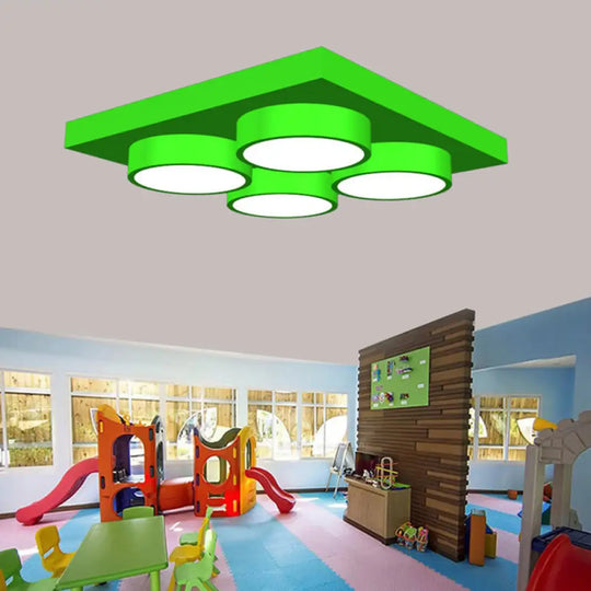 Led Nursery Ceiling Lamp - Kids Building Block Flush Mount Fixture Metal 16’/19.5’/23.5’