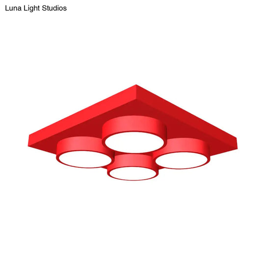 Led Nursery Ceiling Lamp - Kids Building Block Flush Mount Fixture Metal 16’/19.5’/23.5’