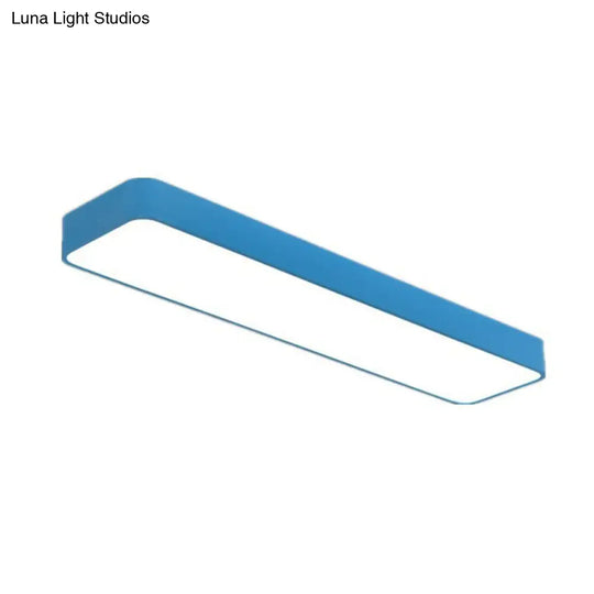 Led Nursery Lighting: Kid-Friendly Rectangular Flush Mount Blue