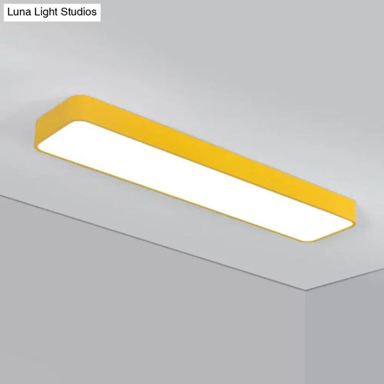 Led Nursery Lighting: Kid-Friendly Rectangular Flush Mount Yellow